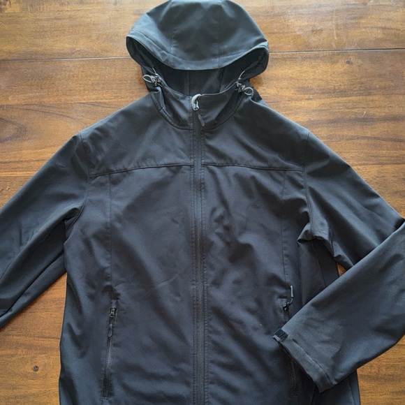 Little Donkey Andy Black Softshell Zip Up Hooded Jacket Mens Large - Picture 1 of 9